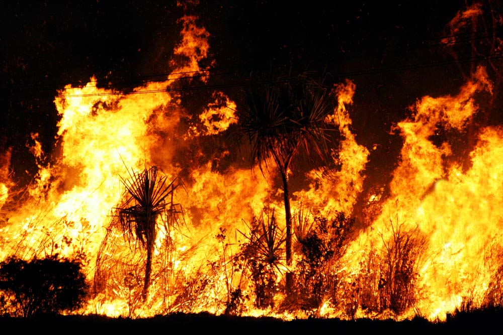 Huge Bushfire At Night